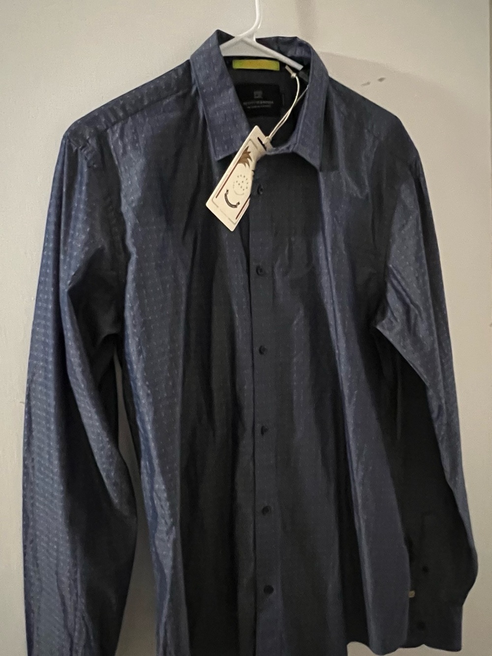 Scotch & Soda Men's Navy Patterned Long-Sleeve Button-Up Shirt